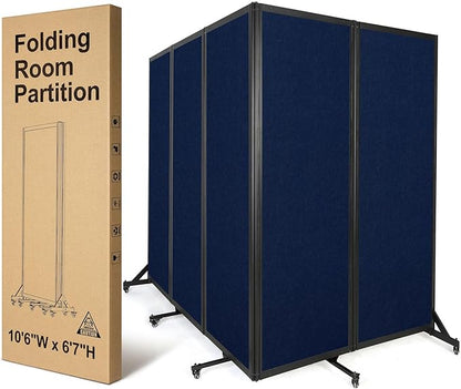 Strongbird Room Partition,Folding Privacy Divider,Office Partition Dividers,Office Dividers Wall, 10'6"W x 6'7"H,Blue