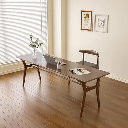 OSCHF Solid Wood Study Desk - 78.8" Double Long Computer Table for Home Office, 2-Person PC Workstation, Walnut