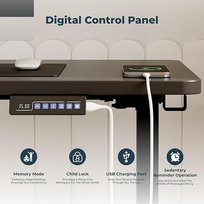 FitStand Adjustable Standing Desk, Large 79x31 Inches Standing Desk with Cable Management, Home Office Computer Desk with Memory Preset & Charging USB Port & Sedentary Reminder