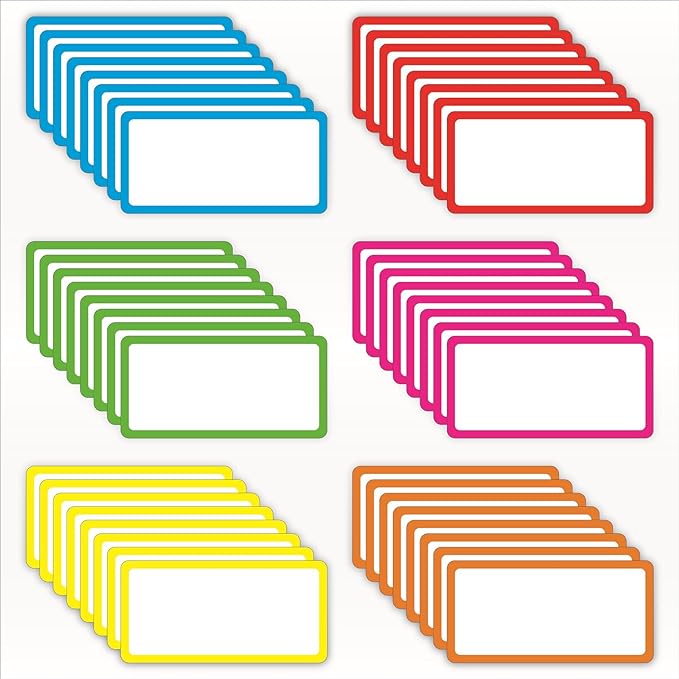 48 Pack Magnetic Dry Erase Labels - Magnetic Blank Cards with Color Borders, Reusable Name Tags - Dry Erase Labels for Home, Office, Classroom - 2 x 4 Inches
