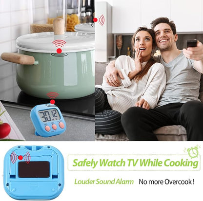 Weewooday 24 Pcs Digital Kitchen Timer Magnetic Timer Bulk On/Off Switch Minute Second Count up Countdown Loud Alarm for Exercise Cook Baking (Blue,Green)