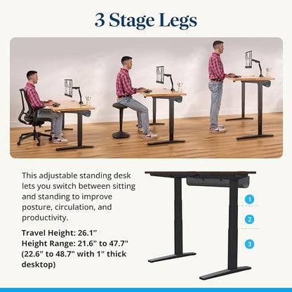 UPLIFTDESK V3 2-Leg Maple Laminate Wood Standing Desk – Adjustable Height, Advanced 1-Touch Memory Keypad, Under Desk Cable Management, Wire Grommets & Rocker Board (Black C-Frame, 72 x 30 inch)