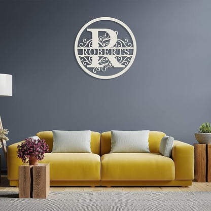 Personalized Last Name Sign, Personalized Monogram Wall Decor Personalized Metal Sign Custom Last Name Sign, Custom Metal Signs Personalized Home Decor Established Split Letter Name Monogram Signs