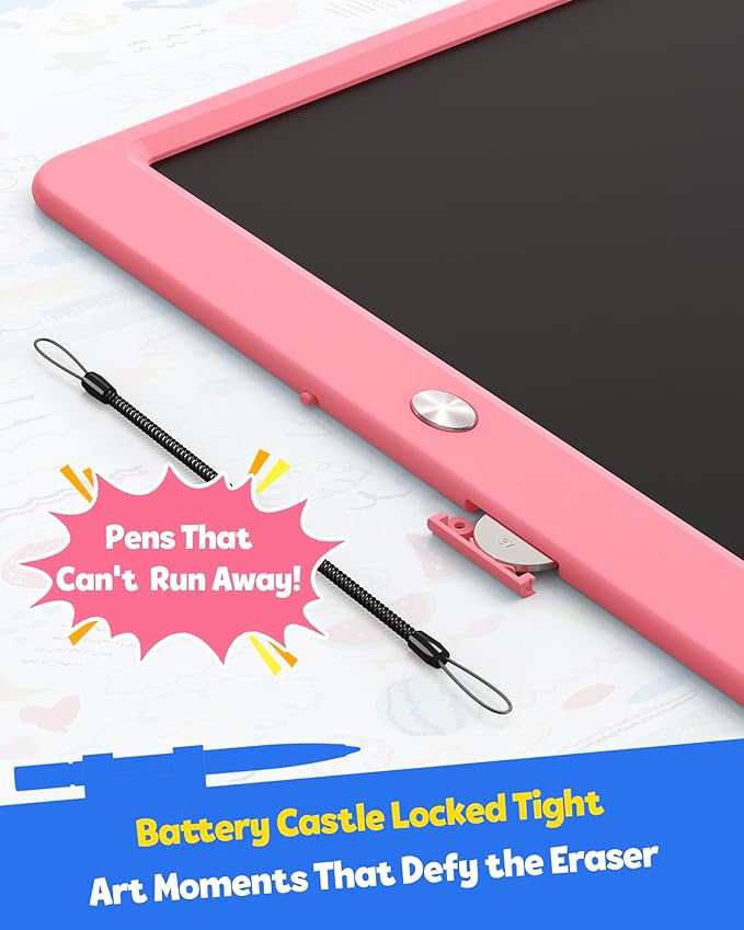 TEKFUN LCD Writing Tablet for Kids Girls Toys, 12 Inch Erasable Drawing Tablet Doodle Board Colorful Doodle Pad, Gifts for Toddlers Girls Adults (Pink)