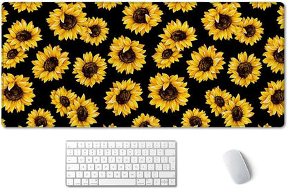 SSOIU Large Mouse Pad, Cute Sunflowers Desk Mat for Desktop, Women Girls Waterproof Gaming Mousepad With Stitched Edges, Non-Slip Laptop Computer Keyboard Mousepad for Office and Home 35.5 x 15.7 inch