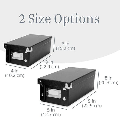 Snap-N-Store Index Card Holder Storage Box - Collapsible Organizer Box fits 1100 Flash Cards - Business, Recipe, or Note Card - 3 x 5, 1 Pack, Black