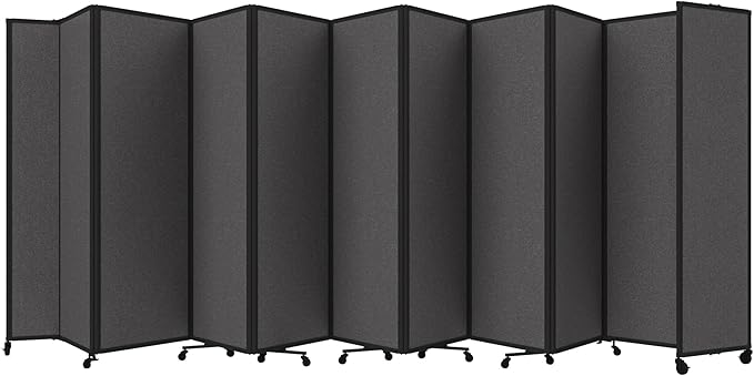Versare Room Divider 360 Portable Wall Partition | Folding Panels | Large Freestanding Divider | Locking Wheels | Temporary Room Separator