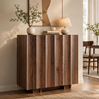 30.8" Fluted Sideboard Buffet Cabinet with Storage, Walnut