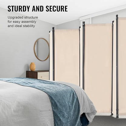 VEVOR Room Divider, 6 Panel Room Divider, Folding Privacy Screen and Portable Partition Divider for Room Separation, Freestanding Room Partitions for Office, Bedroom, Study, Beige