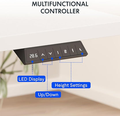 FLEXISPOT EN2 Whole-Piece Standing Desk with Clamp Power Strip, 55 x 28 Electric Stand Up Height Adjustable Desk with Cable Management (Black Frame + 55" White Top, 2 Packages)