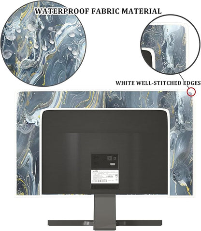 Baocicco Gray Gold Marble Waterproof 32 Inch Anti-Static Dustproof LCD/LED/HD Aesthetic Texture Screen TV Covers Decor Full Body Cover for Television Screen Desktop PC LED LCD OLED