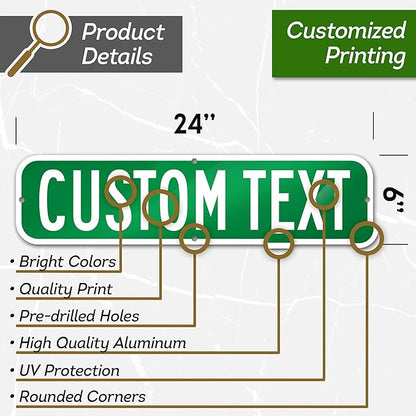 Custom Street Sign, Road/Address Sign, 8 Colors, Reflective Option, Mounting Options, 6x24 Inch, Thick Rust-Free AlumaBond, USA Made by My Sign Center, (Classic)