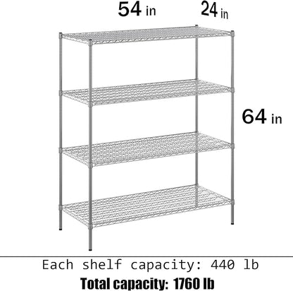 Regal Altair 24" Deep x 54" Wide x 64" Height Wire Shelving Kit | 4-Tier | NSF Commercial Storage Rack Unit