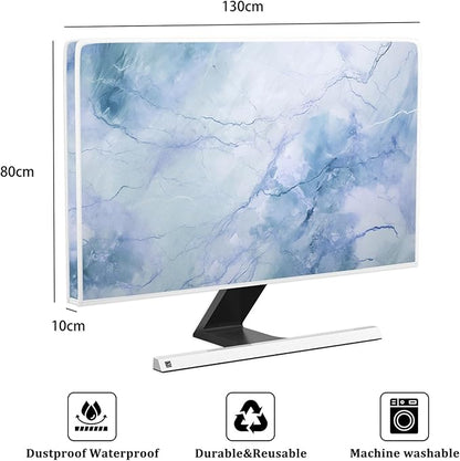 Baocicco Fashion Haze Blue Marble Screen TV Cover Cover 55 Inch Waterproof Full Body Covers for TV Display Screen Weatherproof Television Sleeve Compatible with Television LED LCD OLED TV