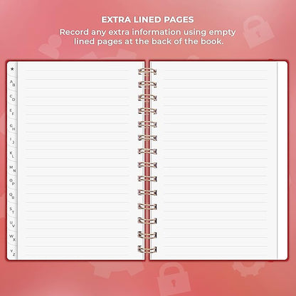 Clever Fox Password Book Spiral – Internet Address & Password Organizer with Laminated Alphabetical Tabs – Password Keeper Journal – Hardcover, Medium Size, 6.1x7.7” (Red)