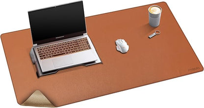 Mydours Cork & PU Leather Desk Mat, 40" x 20" Large Gaming Mouse Pad XL, Dual-Sided Portable Desk Pad Blotter, Keyboard Computer Desktop Protector for Gift Office Home (Brown)