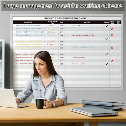 Lincia Large Magnetic Project Planning Management Vision Board 24" x 36" Reusable Office Whiteboard Make Ready Board Property Management Wall Project Planner for Managers Entrepreneurs