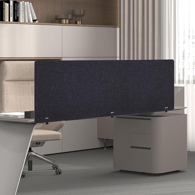 DouSeiAi Clamp-On Desk Divider, Desk Privacy Panel, Office Sound Absorbing Cubicle Partitions, One-Side Panel, 59.1x 23.8x1inch/Dark Gray