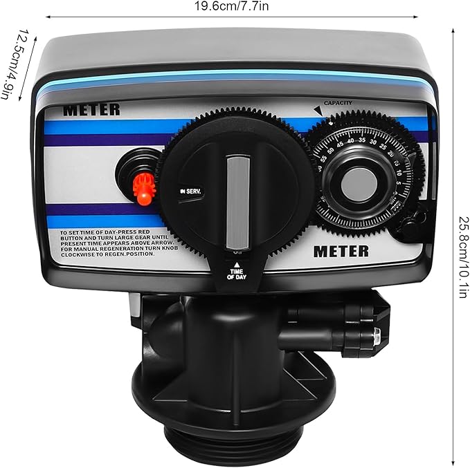 Water Softener Head Replacement, 110V 3W Digital Water Softener Control Head Timer Control Valve, Whole House Water Softener Control Valve Head Water Softener on Demand Control Head Valve, Black