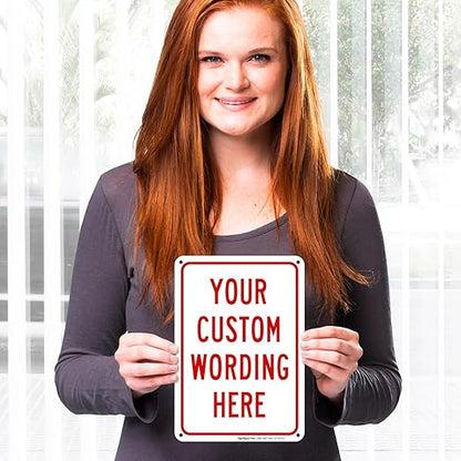 Custom Sign, Personalized Metal Signs for Office, Business, Workplace, office, Home, Airbnb, Delivery With Red Border Signs, 10x7 Inches, Rust Free .040 Aluminum, Made in USA