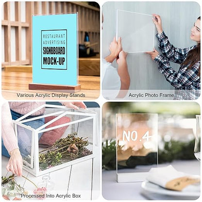 Roowest 6 Pcs 29 x 59 Inch, 1 mm Thick Clear Acrylic Sheets Plastic Panels Sheets Cut to Size Cast Acrylic Board Panel with Protective Film for Craft DIY Projects Display Sign Frame