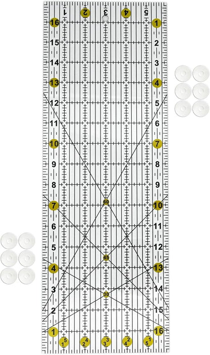 Quilting Ruler,Quilting Templates,Sewing Quilt Rulers,Acrylic Curved Corner Cutter,Precision Fabric Cutting Patchwork Tool for Quilting Sewing Craft DIY Projects,Yellow 6"x17"