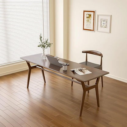 OSCHF Solid Wood Study Desk - 71" Double Long Computer Table for Home Office, 2-Person PC Workstation, Walnut