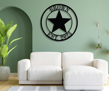 Personalized Texas Star Family Name Sign,Metal Star,Texas Home Decor,Custom Metal Sign，Father's Day Gift，Monogram Wall Decor