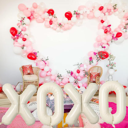 40 Inch Beige XOXO Balloons, Large Cream Mylar Foil Balloon Letter for Valentine's Day, Ivory White Sand XOXO Alphabet Banner Sign for Wedding, Engagement, Marriage, Bridal Shower, Party Decorations