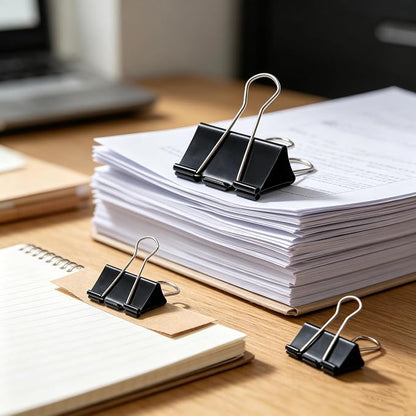 Black Medium Binder Clips,150 Pcs Medium Paper Clamps Clips 32mm/1.25 inch for for Home School Office Supplies