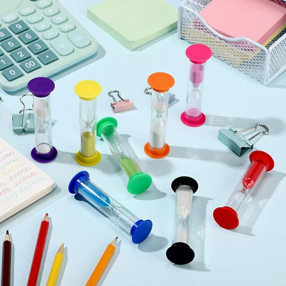 96 Pcs Back to School 5 Minute Sand Timer Bulk Colored Plastic Mini Multicolor Hourglass Stand Timer for Classroom Teacher School Home Office Time Management