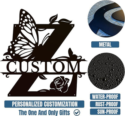Personalized Custom Letter Name metal Signs,Custom Black Letter Monogram Wall Art Decor,Metal Signs Plaques Outdoor wall Decorative Signage (Z)