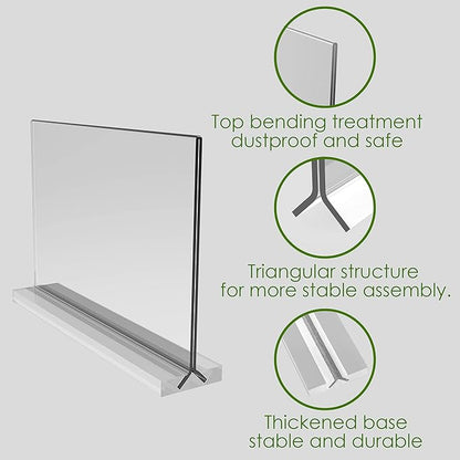 newnewshow Acrylic Sign Holder 8.5x5.5 Inch 3 Pack Horizontal T Shape Double-Sided Desktop Display Holder. (Optional 8.5x11 8.5x5.5 5x7 Horizontal and Vertical)