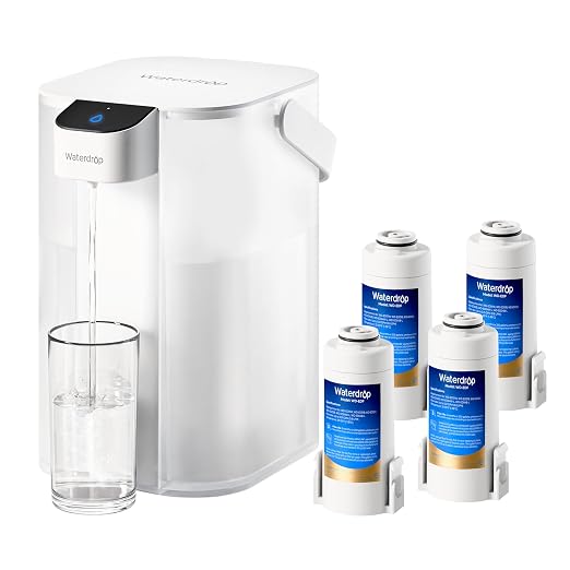 Waterdrop ED01W Electric Water Filter Pitcher with 4 Filters, 15-Cup, White | NSF/ANSI 42&53&401&372, Reduce 99.6% of Lead and 45+ Impurities, Rechargeable Instant Dispenser, Does not Lower TDS