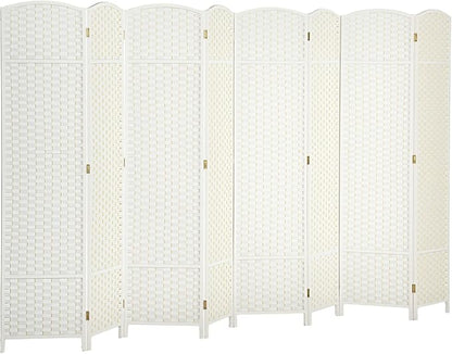 HOMCOM Room Divider, 8 Panel Folding Privacy Screen, 5.6' Tall Freestanding Wall Partition for Home Office, Bedroom, White