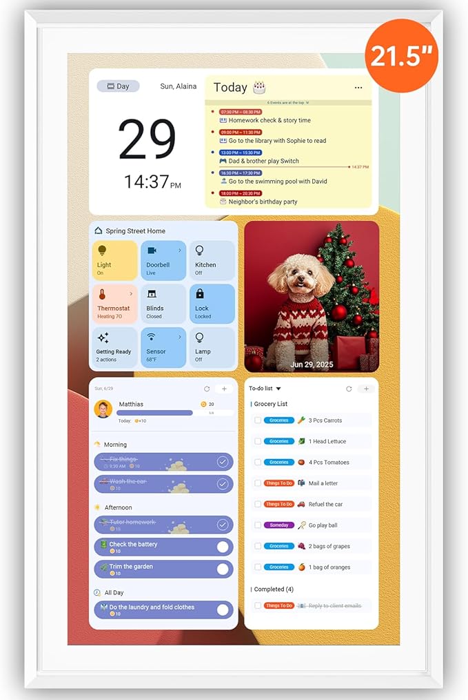 ApoloSign Digital Calendar: Electronic Calendar, Smart Touchscreen Interactive Display for Chore Chart, Family Schedules Planner, Supports All Apps via Google Play (White, 21.5-inch)