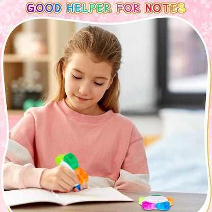 Outus 18 Pieces Petals Highlighters Assorted Colors Back to School Flower Shape Watercolor Highlighter Pens 5-in-1 Fluorescent Pens for Office School Stationery Aesthetic Supplies,5 Colors
