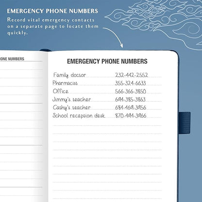 Legend Planner Address Book with Alphabetical Tabs –Telephone Contacts Book for Phone Numbers, Addresses, Passwords, Medium (Mystic Blue)