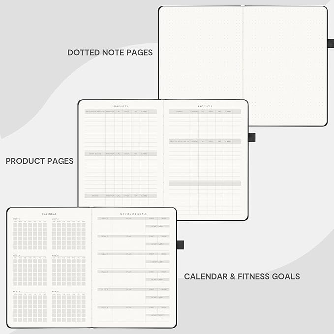 &And Per Se Fitness Workout Journal for Men & Women, Workout Log Book Planner with Daily Diet, Gym Exercise & Training Trackers - Undated, A5 Size, Leather Hardcover (Black)