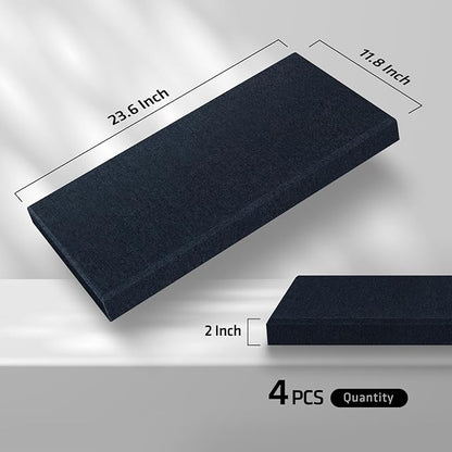 UMIACOUSTICS 4 PCS Acoustic Panels with Hanging Hardware, 2” Thick Fiberglass Sound Proof Panels for Studios, Office, Home Theater Ceiling or Wall- Navy Blue