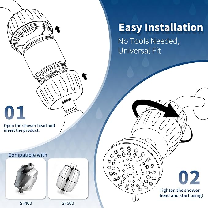 4-Pack Filter Cartridge Compatible with AquaBliss SF400 | White Cartridge Set Compatible with AquaBliss SF400 and SF500 Shower Filter Systems, 4-Pack Refills for Routine Changes