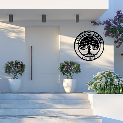 Custom oak Tree of Life, Oak Tree Family Monogram, Custom Metal Signs, Personalized Wall Art, Split Letter Monogram, Metal Wall Decor, Last Name Sign, Family Name Sign, Dad Gift