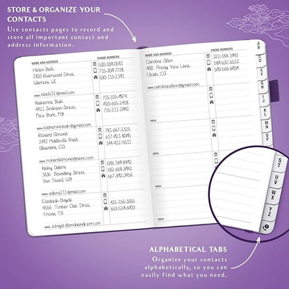 Legend Planner Address Book with Alphabetical Tabs –Telephone Contacts Book for Phone Numbers, Addresses, Passwords, Medium (Purple)