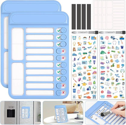 Audab 2Pcs Dry Erase Chore Chart for Kids, Magnetic Checklist Board, My Chores Slider Chart to Do List Board, Routine Reward Chart Schedule Board Task Tracker for Home Refrigerator, Wall, Desk (Blue)