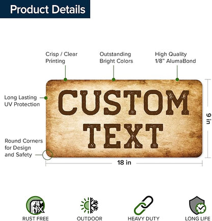 Custom Sign, Custom Street Sign, 11 Font Colors, 13 Font Styles, 4 Hole Options, 22 Sizes, 9x18 Inches, Rust Free DiBound, Fade Resistant, Made in USA by My Sign Center (Vintage)