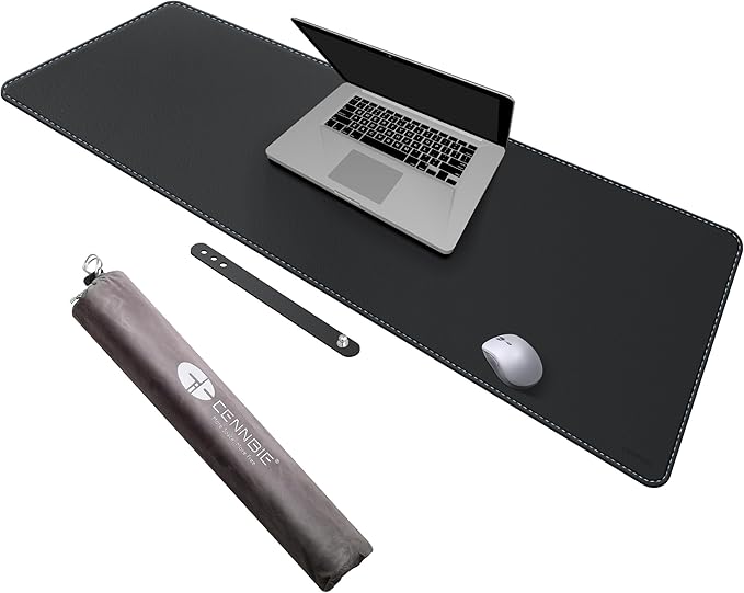 CENNBIE Leather Desk Mat - 43.6" x 16" Extra Large Desk Pad Protector for Office, Computer Desk, Oversized Mouse Pad, Black