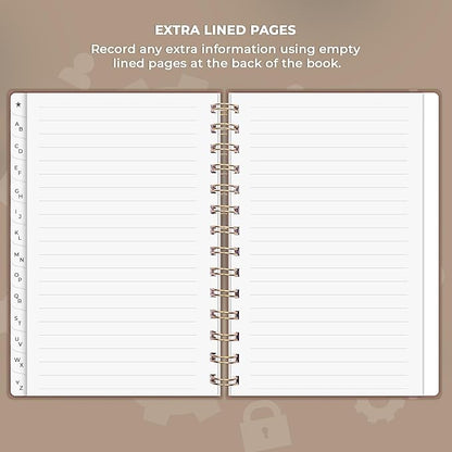 Clever Fox Password Book Spiral – Internet Address & Password Organizer with Laminated Alphabetical Tabs – Password Keeper Journal – Hardcover, Medium Size, 6.1x7.7” (Dark Terracotta)