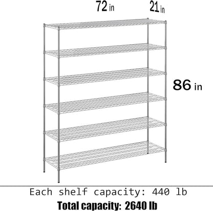 Regal Altair 21" Deep x 72" Wide x 86" Height Wire Shelving Kit | 6-Tier | NSF Commercial Storage Rack Unit