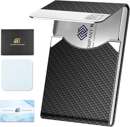 DMFLY Business Card Holder with Ultra Slim Design, Business Card Case with Premium PU Leather, Suit Pocket Metal Card Holder for Women/Men, Magnetic Closure Quick Access Cards, Small and Easy to Carry