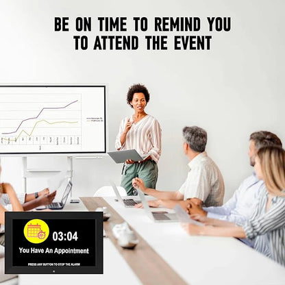 Memwake Digital Alarm Clock, Multiple Alarm Functions, Clock with Date and Day, Digital Alarm and Electronic Calendar for Seniors (White, 7 inch) (10-inch Black WiFi)